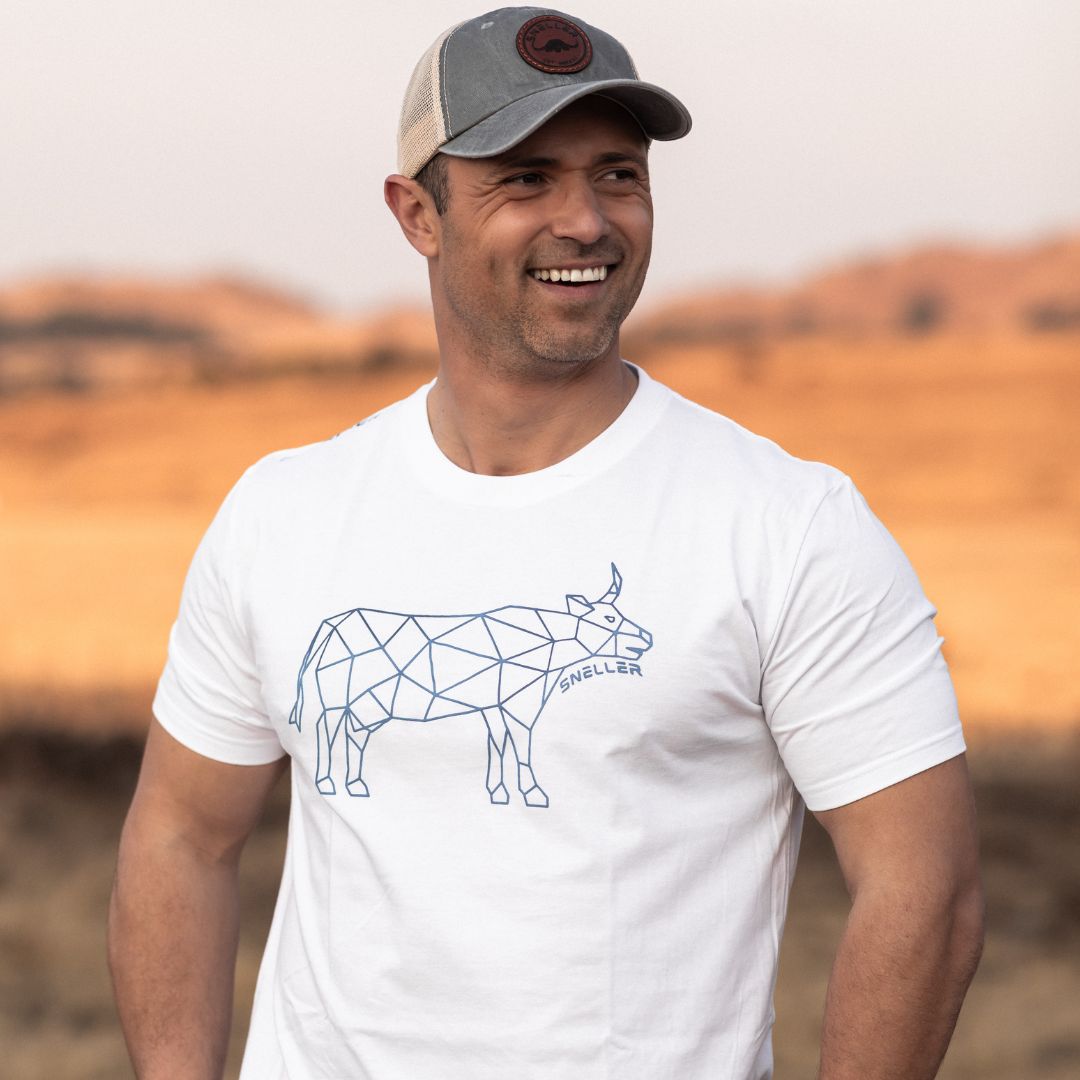 Limited Edition Premium Tee's - 3D - White Navy Outline Cow™