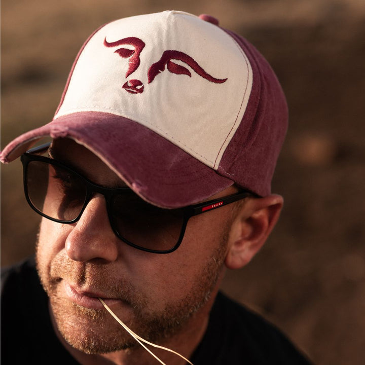 Pigment Washed SNELLER Cap - Maroon with Sneller Longhorn