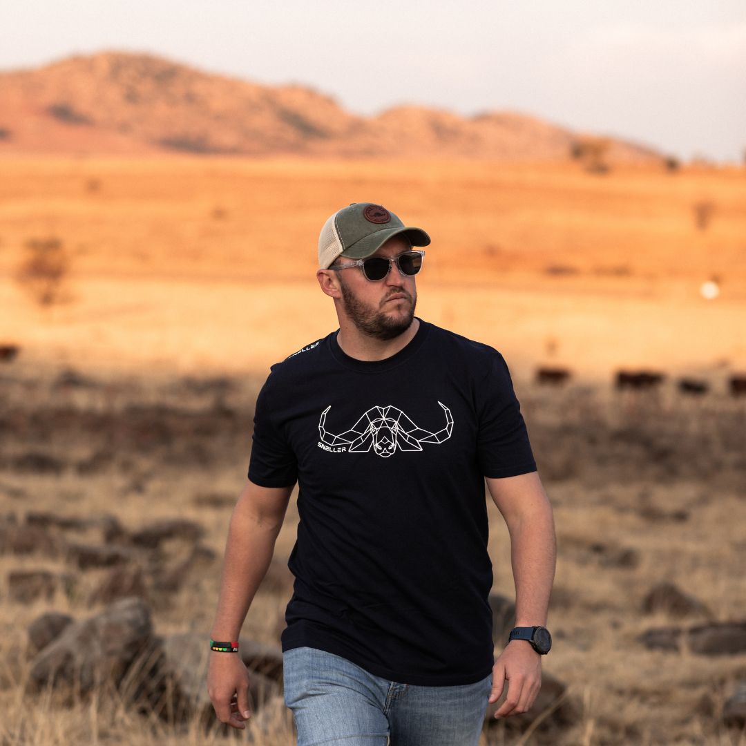 Limited Edition Premium Tee's - 3D - Navy White Buffalo Outline™