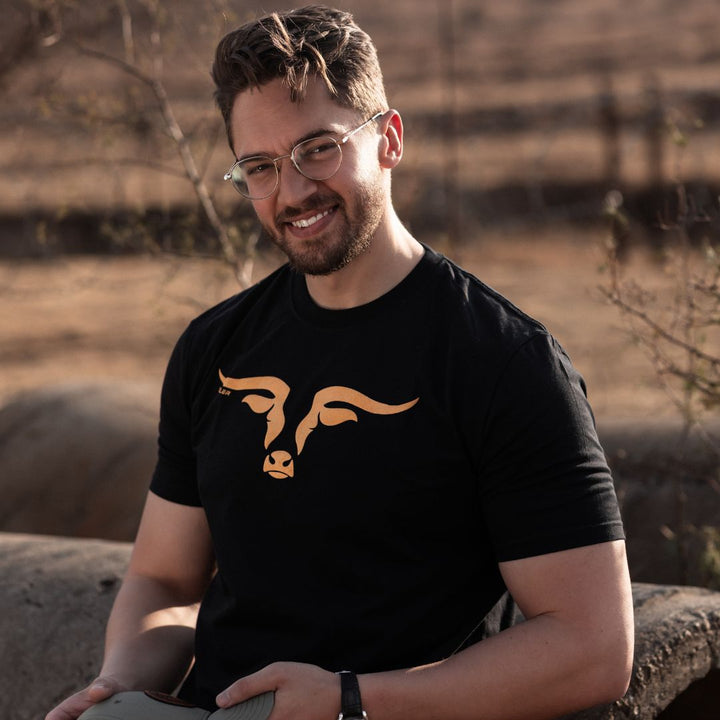 Sneller Premium Tee's - 3D - Orange on Black Longhorn™