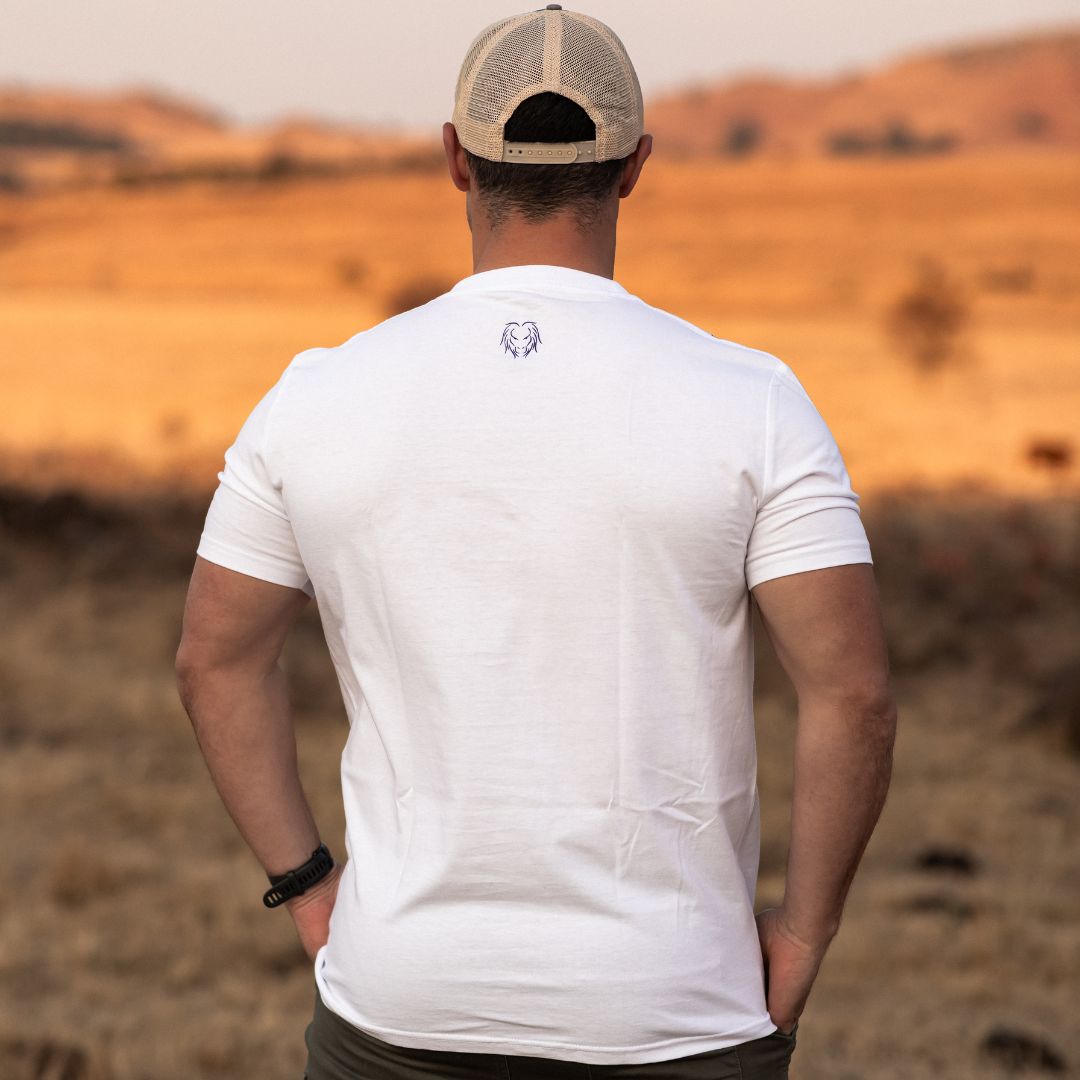 Limited Edition Premium Tee's - 3D - White Navy Outline Cow™