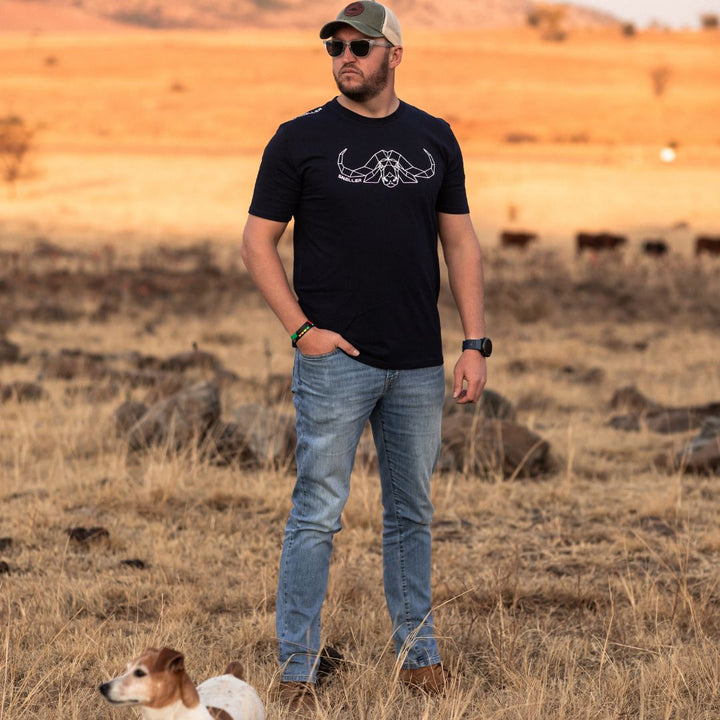 Limited Edition Premium Tee's - 3D - Navy White Buffalo Outline™