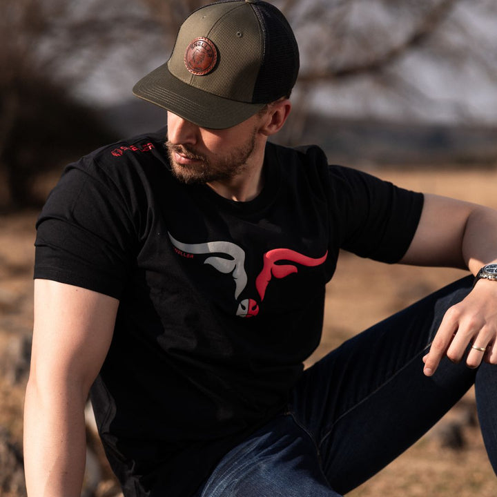 Limited Edition Premium Tee's - 3D - Black Mix Red Longhorn™