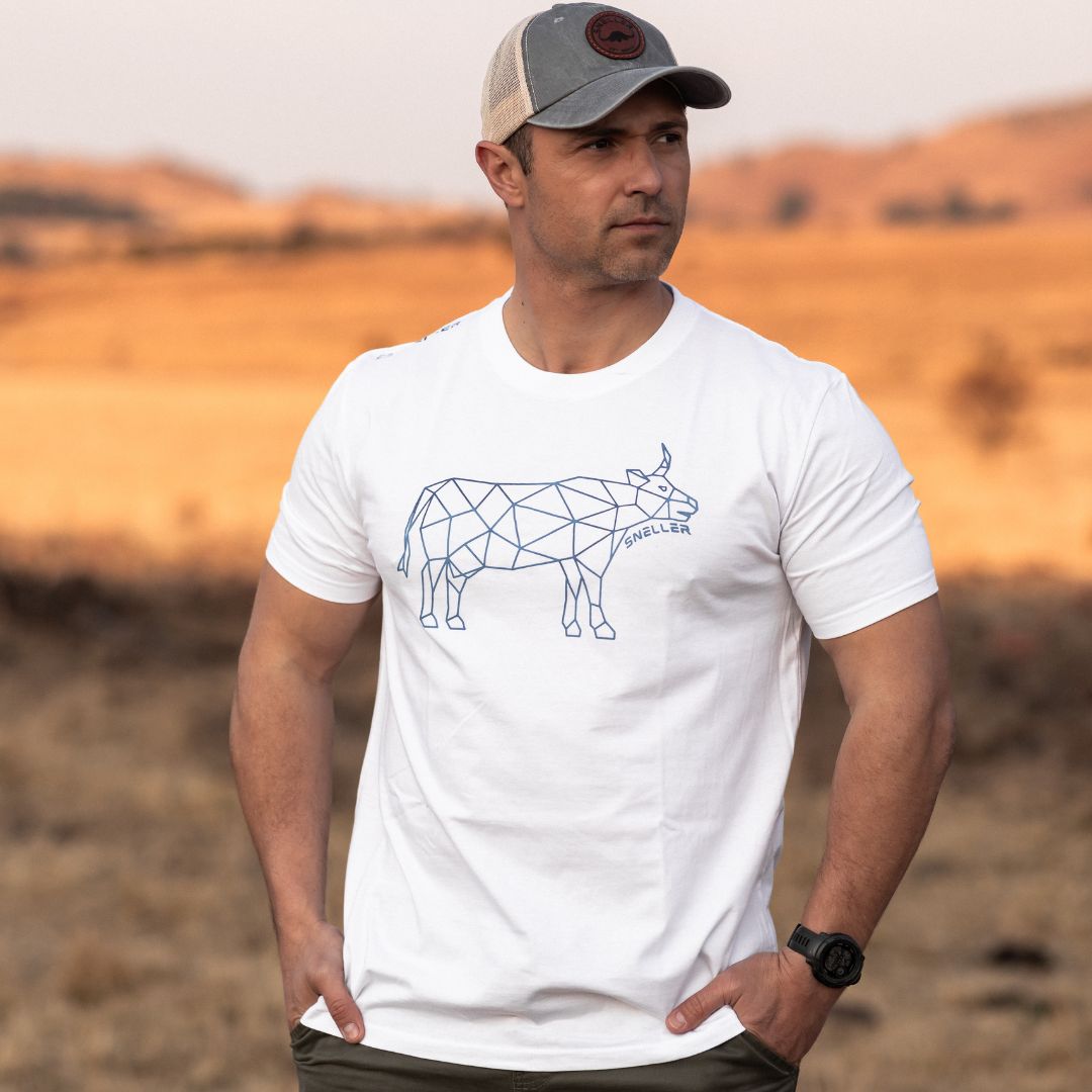 Limited Edition Premium Tee's - 3D - White Navy Outline Cow™