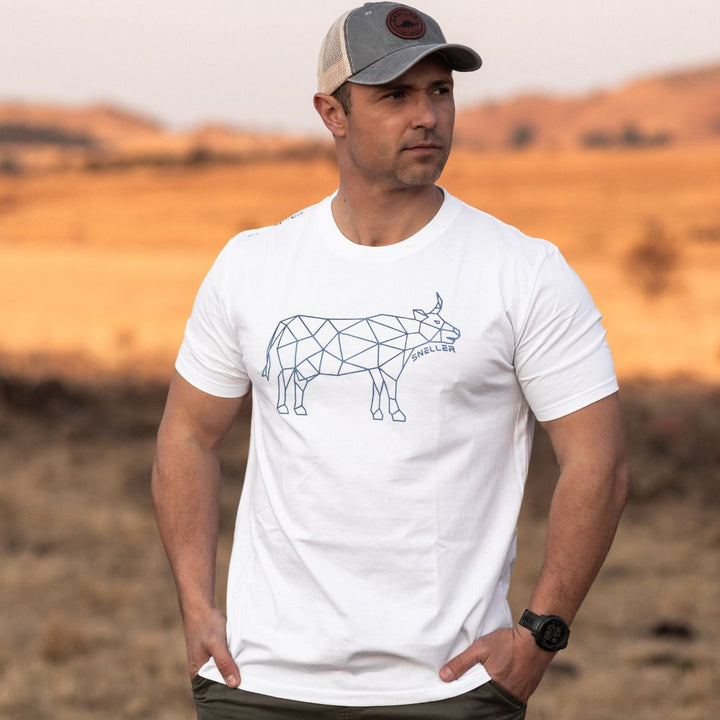 Limited Edition Premium Tee's - 3D - White Navy Outline Cow™