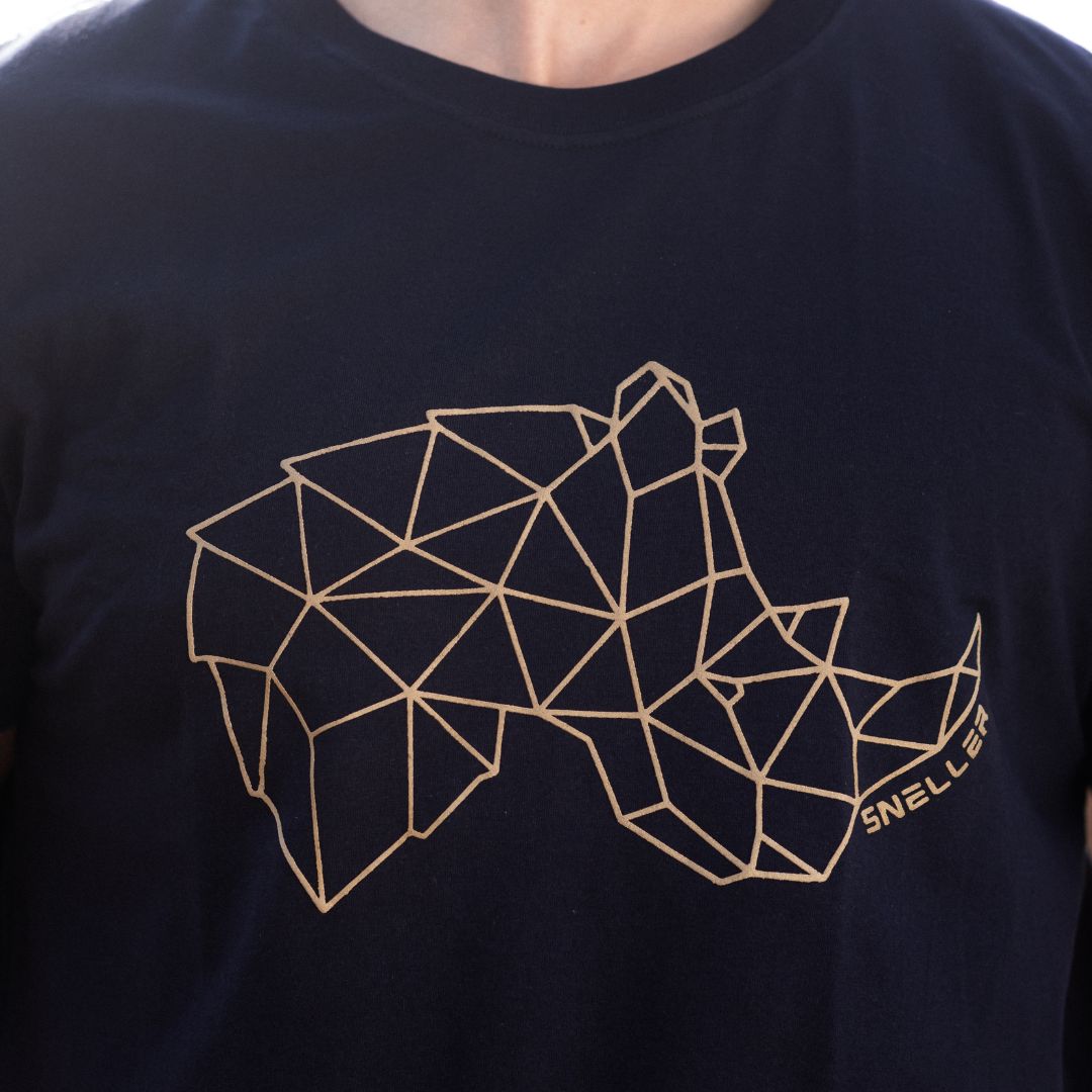 Limited Edition Premium Tee's - 3D - Navy Gold Outline Rhino™