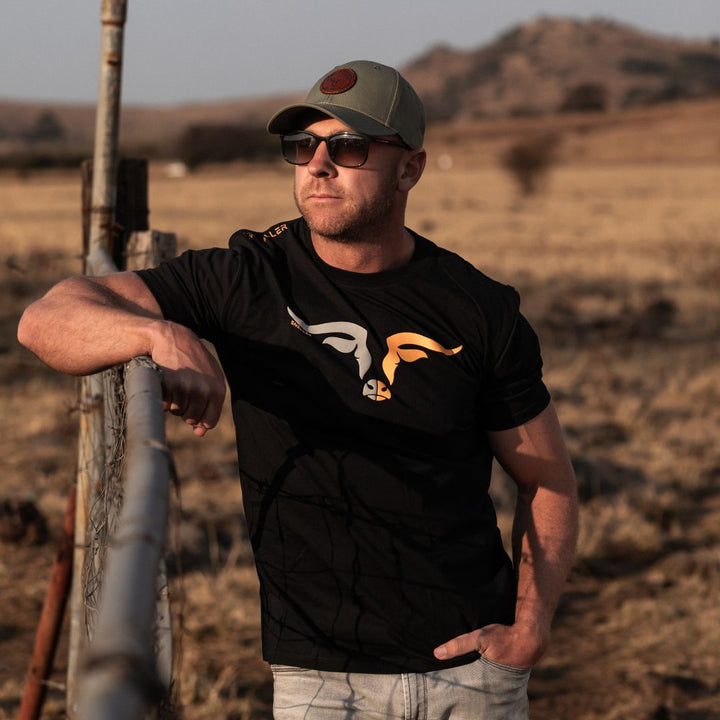 Limited Edition Premium Tee's - 3D - Black Mix Orange Longhorn™