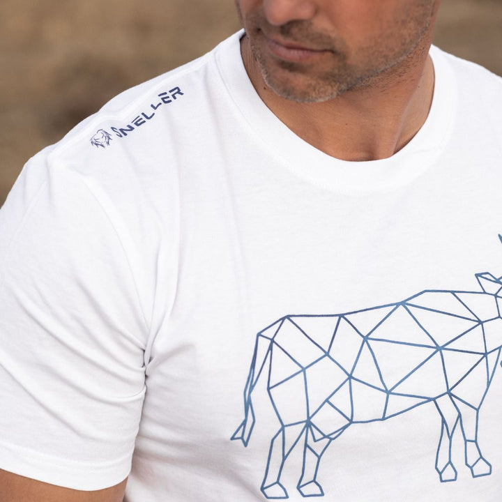 Limited Edition Premium Tee's - 3D - White Navy Outline Cow™