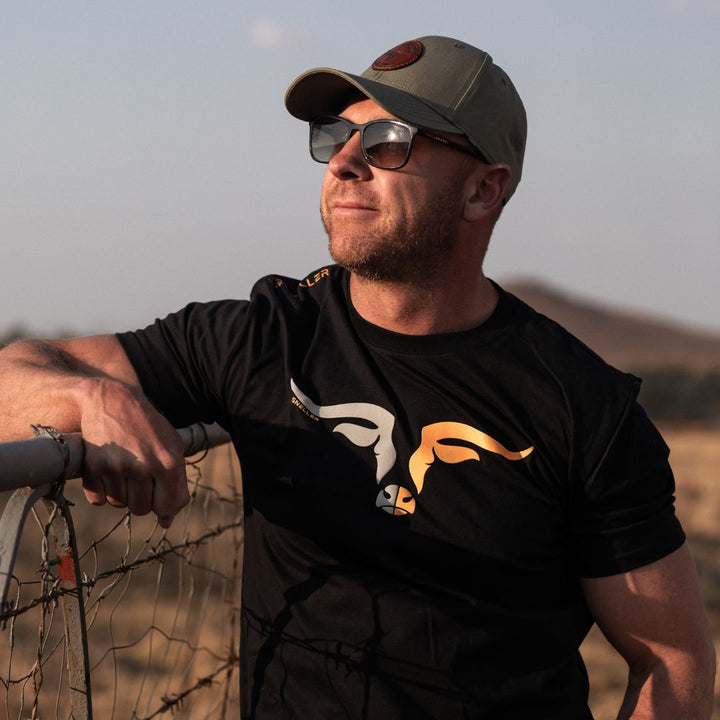 Snapback 6 Panel Cap - Olive - Longhorn Leather Patch