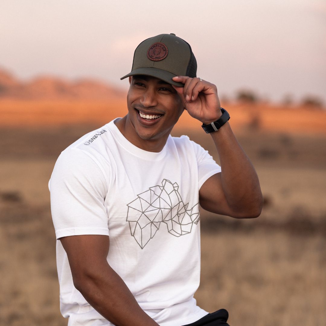 Trucker Cap 6 Panel- Olive/Black - Sneller Lion Leather Patch