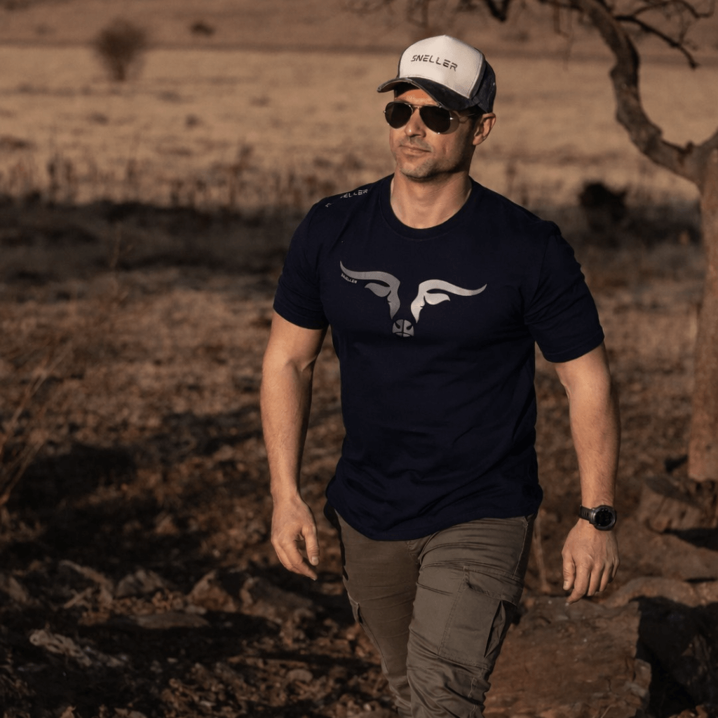 Limited Edition Premium Tee's - 3D - Navy Mix Grey Longhorn™