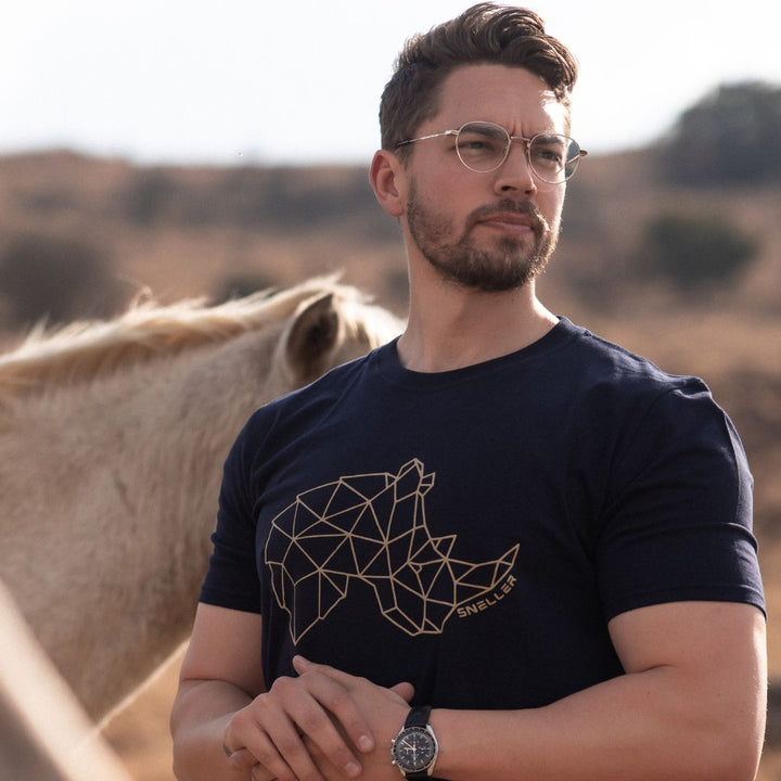 Limited Edition Premium Tee's - 3D - Navy Gold Outline Rhino™