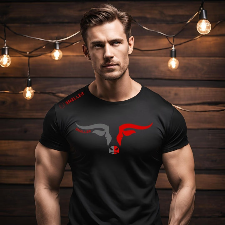 Limited Edition Premium Tee's - 3D - Black Mix Red Longhorn™