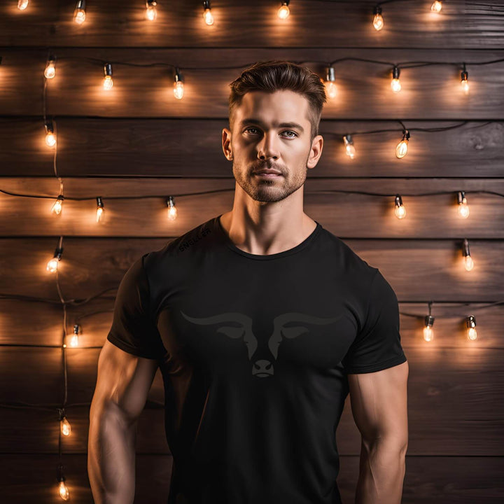 Sneller Premium Tee's - 3D - Longhorn - Black On Black