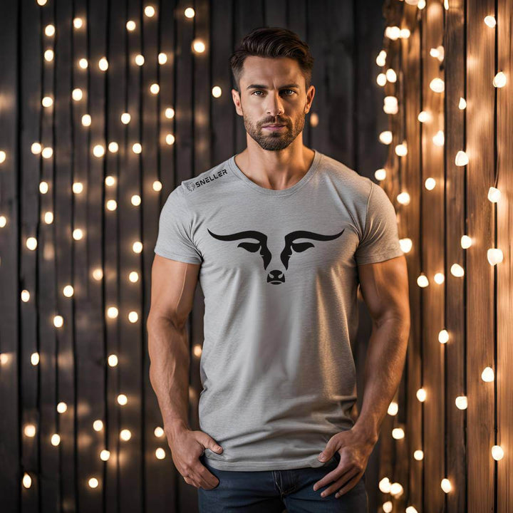 Sneller Premium Tee's - 3D - Light Grey Melange Longhorn™