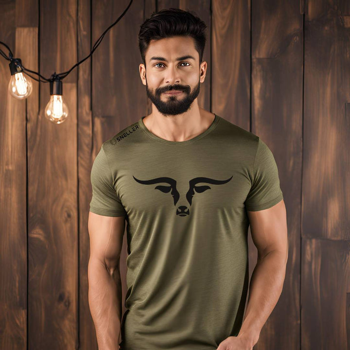 Sneller Premium Tee's - 3D - Green Melange Longhorn™