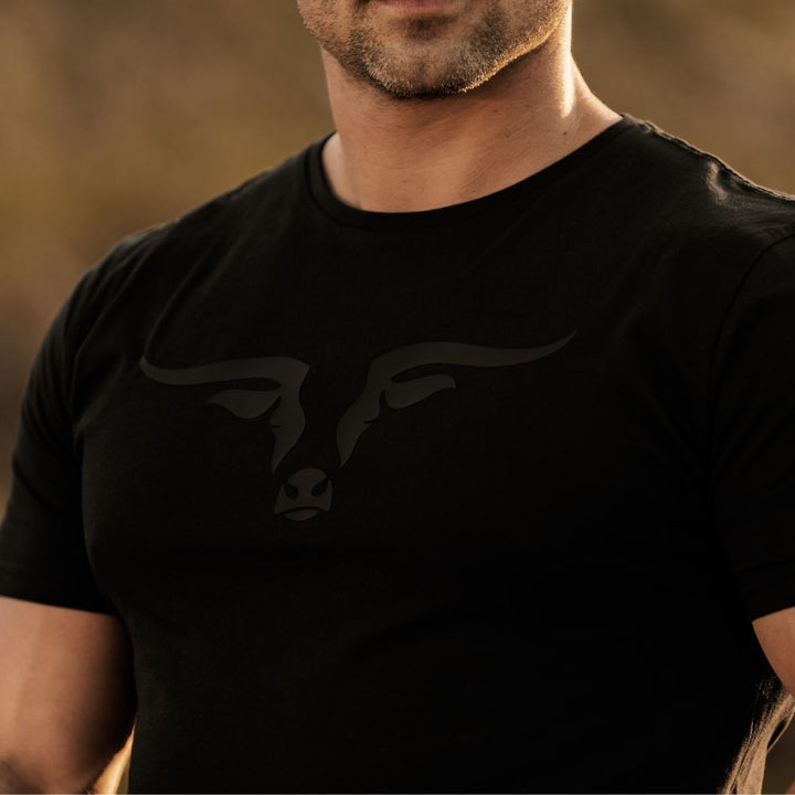 Sneller Leisure™ - 3D-Tee - Longhorn - Black On Black - SNELLER™