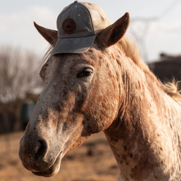 Max Wash Trucker Cap - Grey - Buffalo Leather Patch