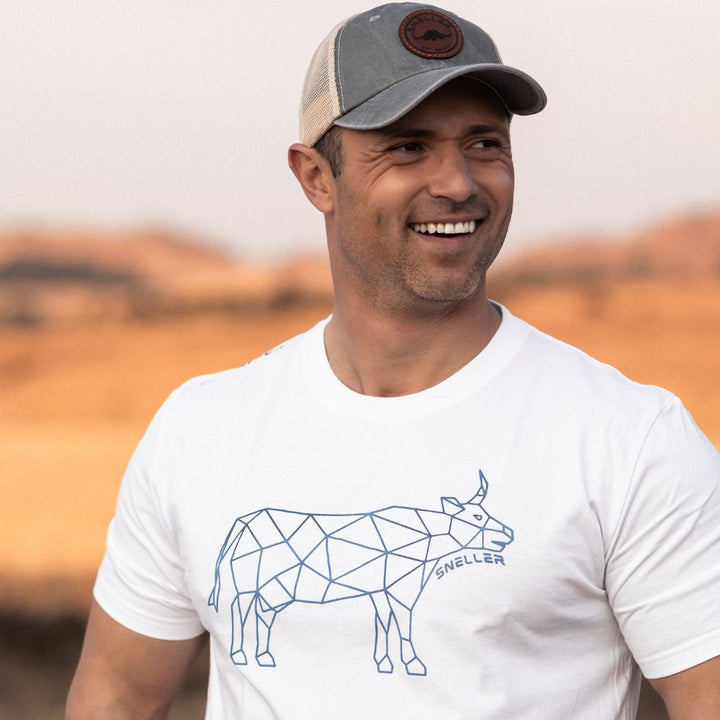 Limited Edition Premium Tee's - 3D - White Navy Outline Cow™